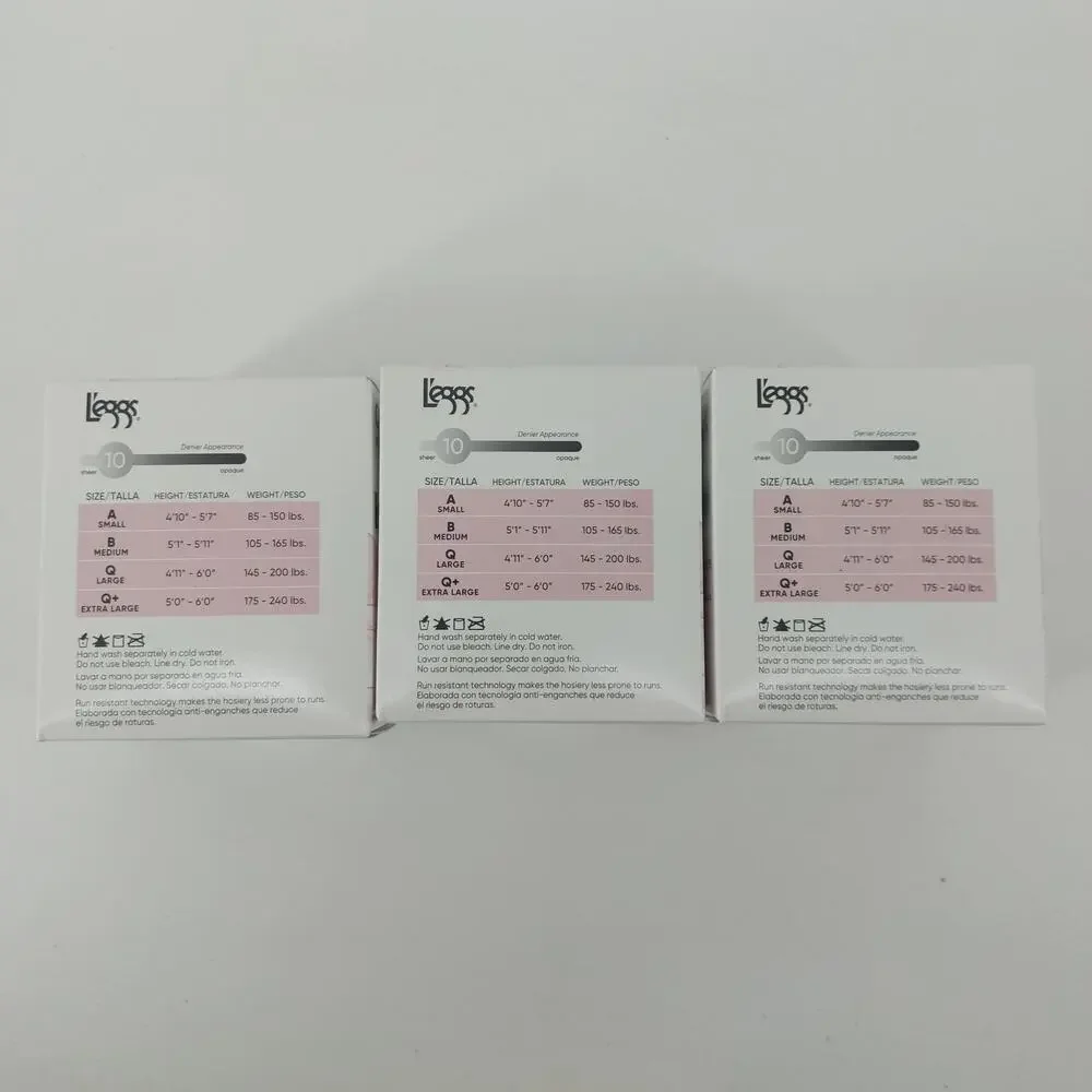 Leggs Jet 6 Pairs Tights Black Q Silken Mist Ultra Sheer Legs Control Top 3 Box